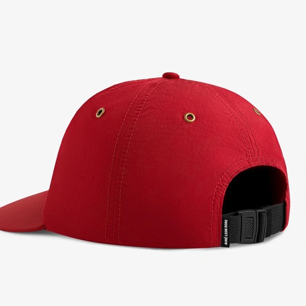 NEW AIME LEON DORE script sport nylon twill 6 panel hat cap red
